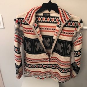 Jane Ashley Geometric Fleece Zip, Size S